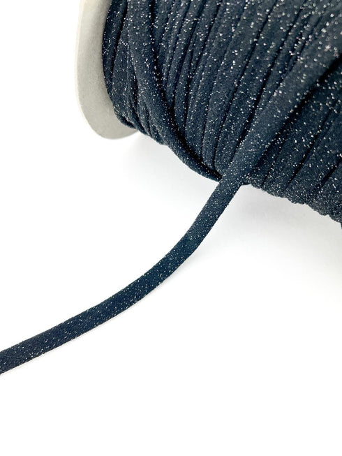 Black Shimmer Trim Spaghetti Straps Hollow Tube Tubular Trim 10 yards